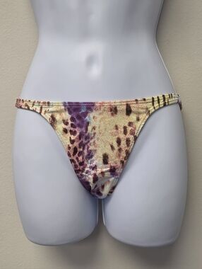 Cia Maritima animal Print lilas tanga bikini bottom S